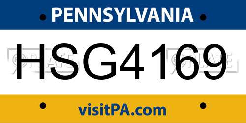 HSG4169 Pennsylvania License Plate