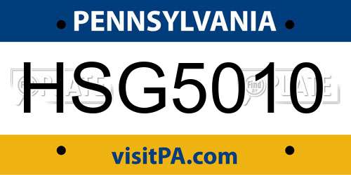 HSG5010 Pennsylvania License Plate