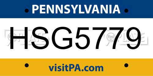 HSG5779 Pennsylvania License Plate