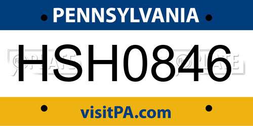 HSH0846 Pennsylvania License Plate