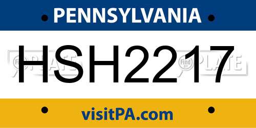 HSH2217 Pennsylvania License Plate