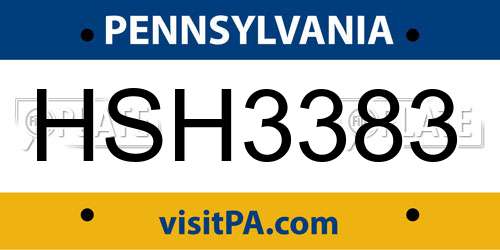 HSH3383 Pennsylvania License Plate