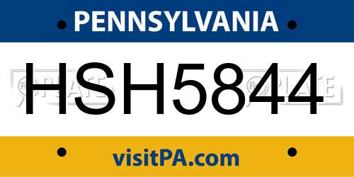 HSH5844 Pennsylvania License Plate