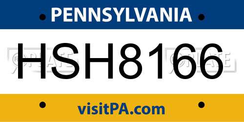 HSH8166 Pennsylvania License Plate