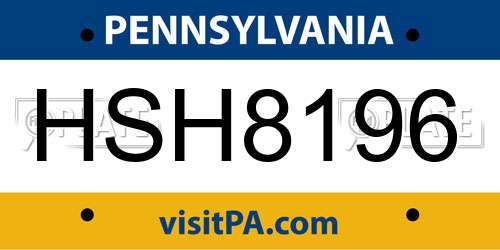 HSH8196 Pennsylvania License Plate