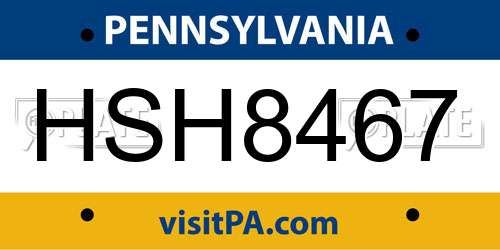 HSH8467 Pennsylvania License Plate