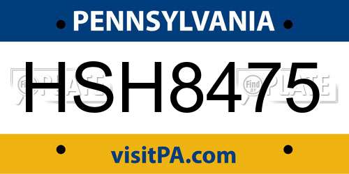 HSH8475 Pennsylvania License Plate