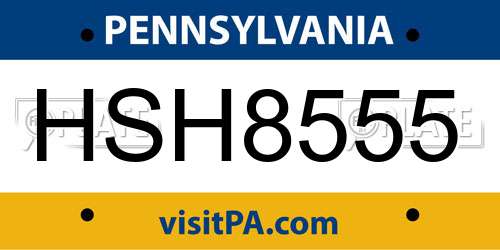 HSH8555 Pennsylvania License Plate