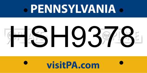 HSH9378 Pennsylvania License Plate