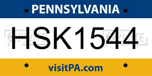 HSK1544 Pennsylvania License Plate