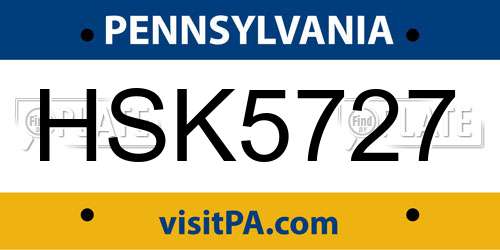 HSK5727 Pennsylvania License Plate