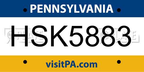 HSK5883 Pennsylvania License Plate