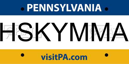 HSKYMMA Pennsylvania License Plate