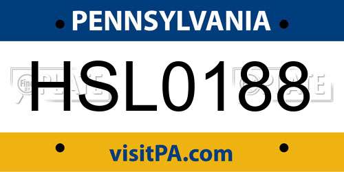 HSL0188 Pennsylvania License Plate