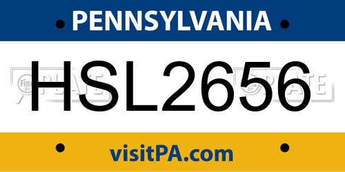 HSL2656 Pennsylvania License Plate