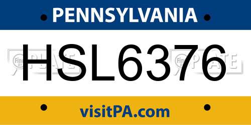 HSL6376 Pennsylvania License Plate