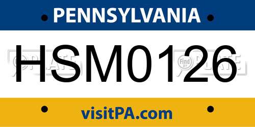 HSM0126 Pennsylvania License Plate