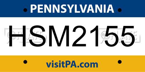 HSM2155 Pennsylvania License Plate