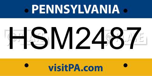 HSM2487 Pennsylvania License Plate