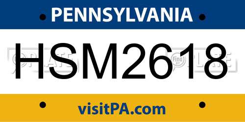 HSM2618 Pennsylvania License Plate
