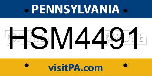 HSM4491 Pennsylvania License Plate