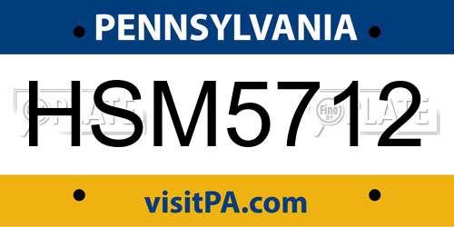 HSM5712 Pennsylvania License Plate