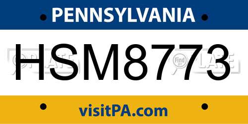 HSM8773 Pennsylvania License Plate