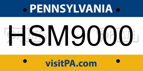 HSM9000 Pennsylvania License Plate