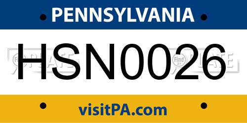 HSN0026 Pennsylvania License Plate