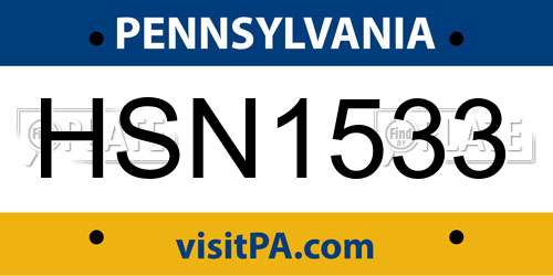 HSN1533 Pennsylvania License Plate