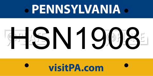 HSN1908 Pennsylvania License Plate