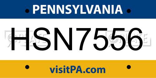 HSN7556 Pennsylvania License Plate