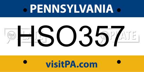 HSO357 Pennsylvania License Plate