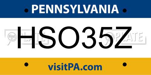 HSO35Z Pennsylvania License Plate