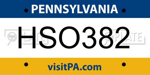 HSO382 Pennsylvania License Plate