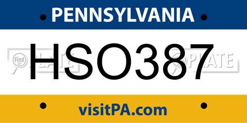 HSO387 Pennsylvania License Plate
