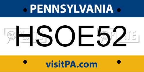 HSOE52 Pennsylvania License Plate