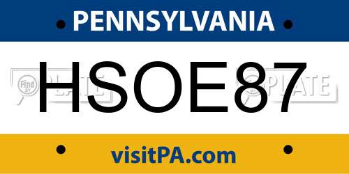HSOE87 Pennsylvania License Plate