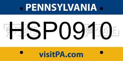 HSP0910 Pennsylvania License Plate