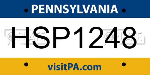 HSP1248 Pennsylvania License Plate