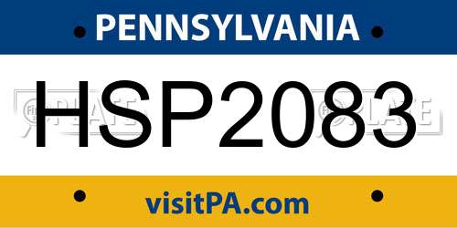 HSP2083 Pennsylvania License Plate
