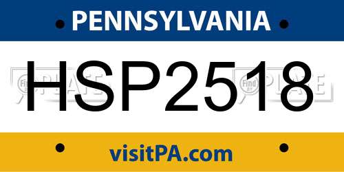 HSP2518 Pennsylvania License Plate