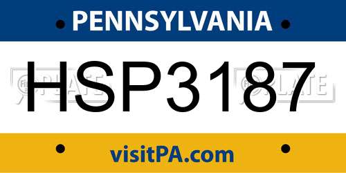 HSP3187 Pennsylvania License Plate