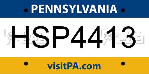 HSP4413 Pennsylvania License Plate