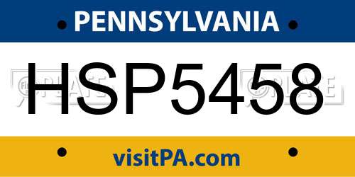 HSP5458 Pennsylvania License Plate