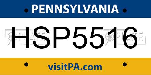 HSP5516 Pennsylvania License Plate