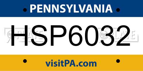 HSP6032 Pennsylvania License Plate