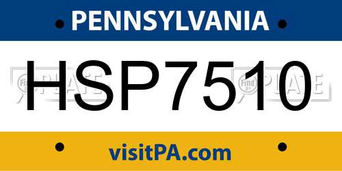 HSP7510 Pennsylvania License Plate