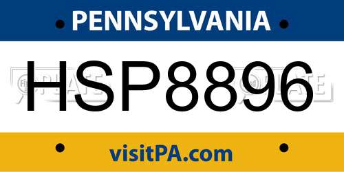 HSP8896 Pennsylvania License Plate