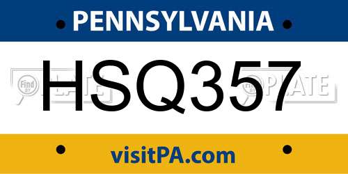 HSQ357 Pennsylvania License Plate